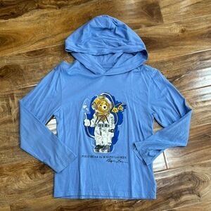 Polo Ralph Lauren Baby Astronaut Bear Blue T-Shirt Hoodie SZ18-20 BUT prewashed